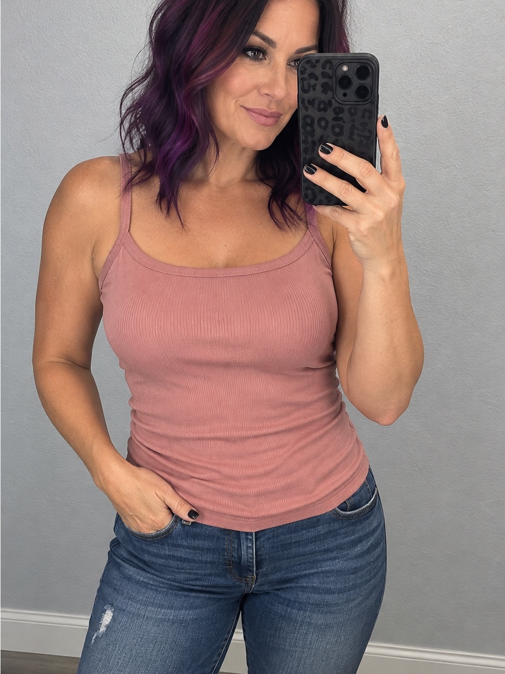 No Boundaries Mauve Ribbed Top